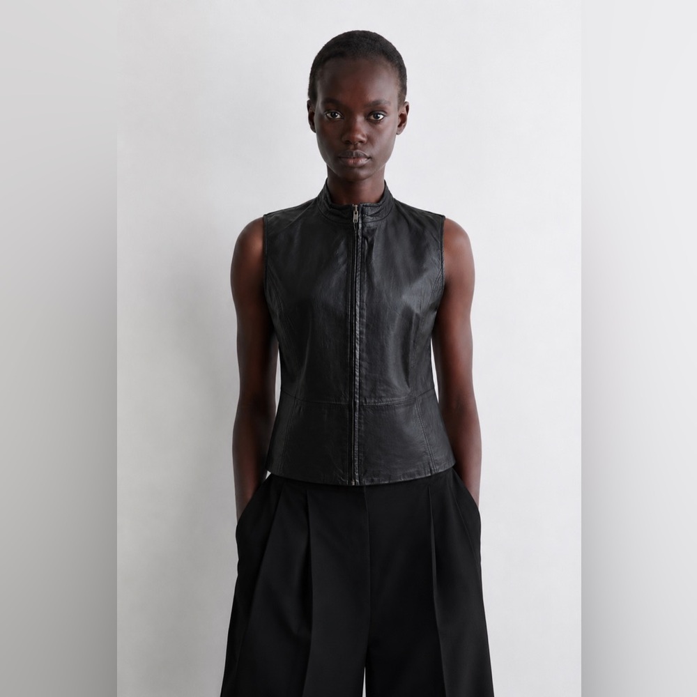 NYGARD C. - Genuine Leather Front Vest with Silk-Blend Back Panel